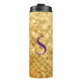 Garrafa Térmica Tumbler térmico Monogrammed do Sequin Dourado