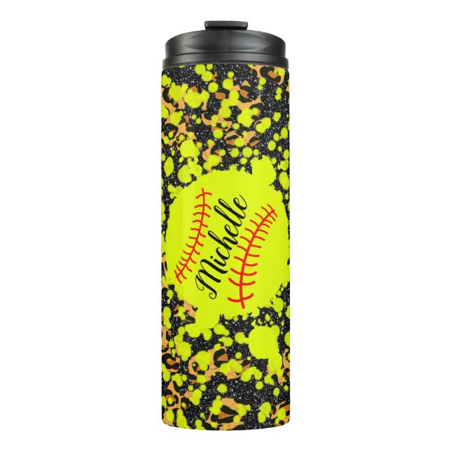 Garrafa Térmica Tumbler térmico Neon Softball Personalizado (Frente)