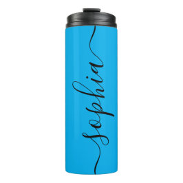 Garrafa Térmica Tumbler Térmico Personalizado Azul Ciano Preto Scr