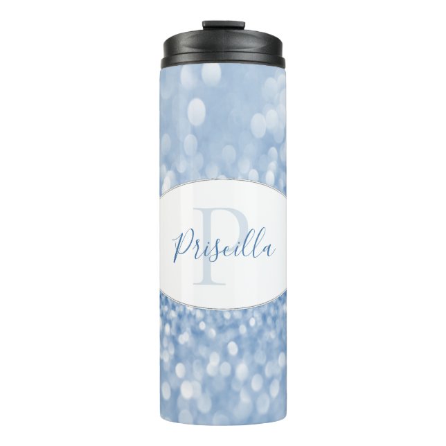 Garrafa Térmica Tumbler Térmico Personalizado com Brilho Azul (Frente)