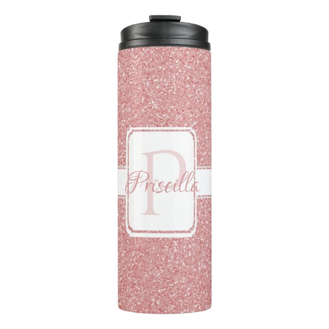 Garrafa Térmica Tumbler térmico personalizado com brilho rosa (Frente)