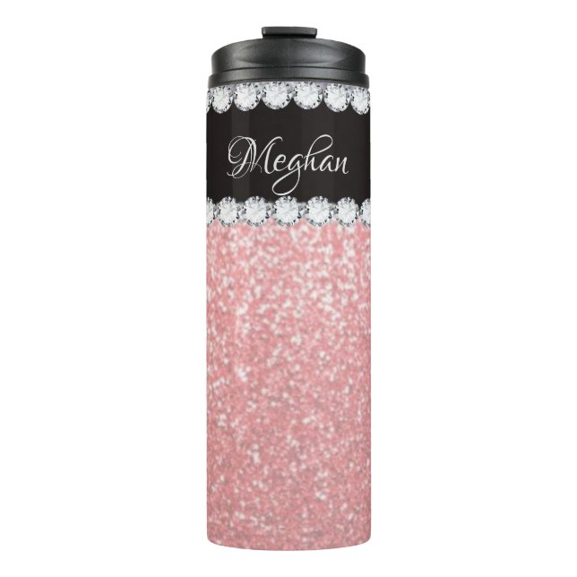 Garrafa Térmica Tumbler Térmico Personalizado com Diamante Rosa Gi (Frente)