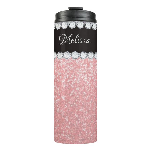 Garrafa Térmica Tumbler Térmico Personalizado com Diamante Rosa Gi (Frente)