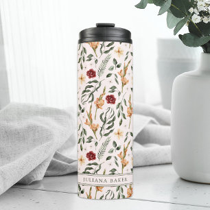 Garrafa Térmica Tumbler Térmico Personalizado com Floral Delicado