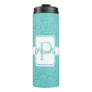 Garrafa Térmica Tumbler Térmico Personalizado com Glitter Teal