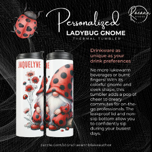 Garrafa Térmica Tumbler Térmico Personalizado com Gnomo Joaninha