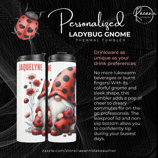 Garrafa Térmica Tumbler Térmico Personalizado com Gnomo Joaninha (Criador carregado)