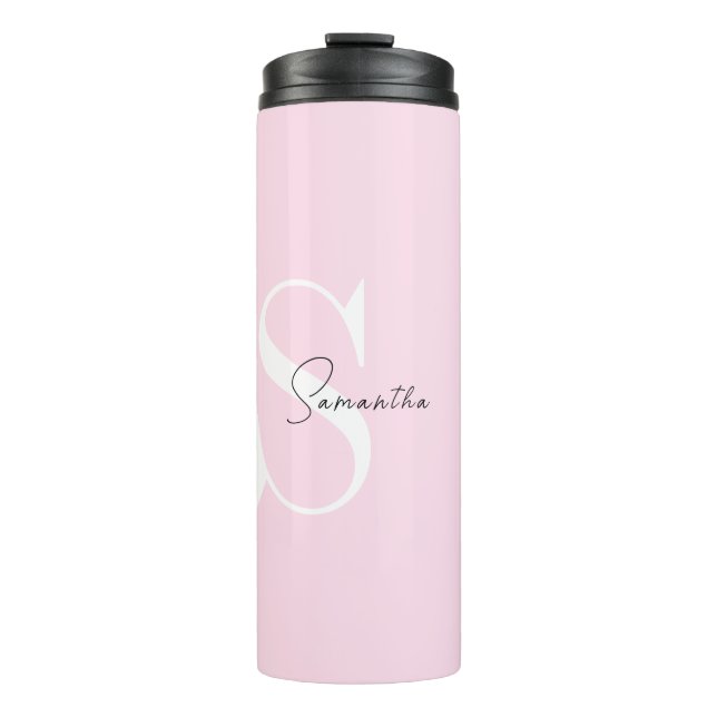 Garrafa Térmica Tumbler Térmico Personalizado de Pastel Rosa Elega (Frente)