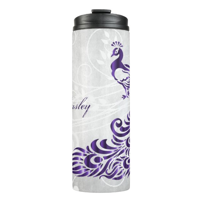 Garrafa Térmica Tumbler Térmico Personalizado de Peacock Roxo (Frente)