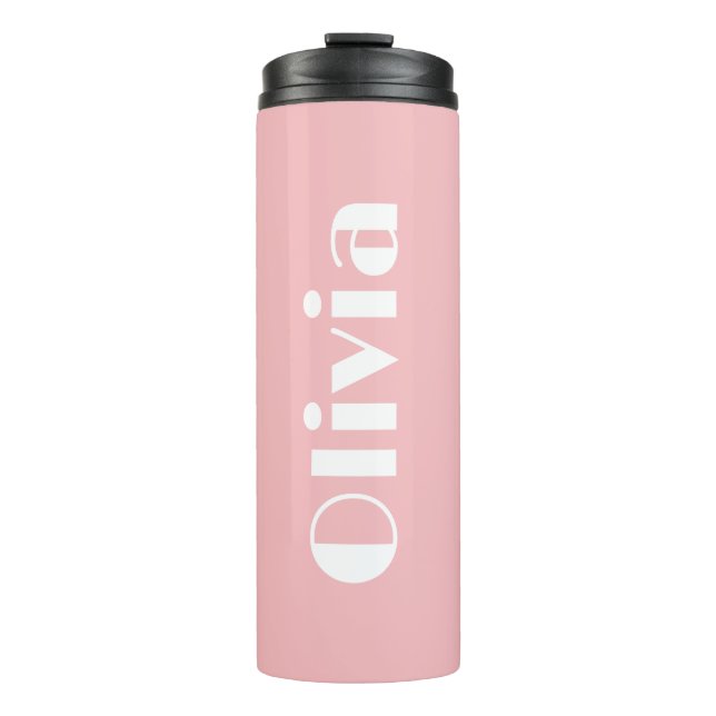 Garrafa Térmica Tumbler Térmico Personalizado Rosa Com Tampa (Frente)