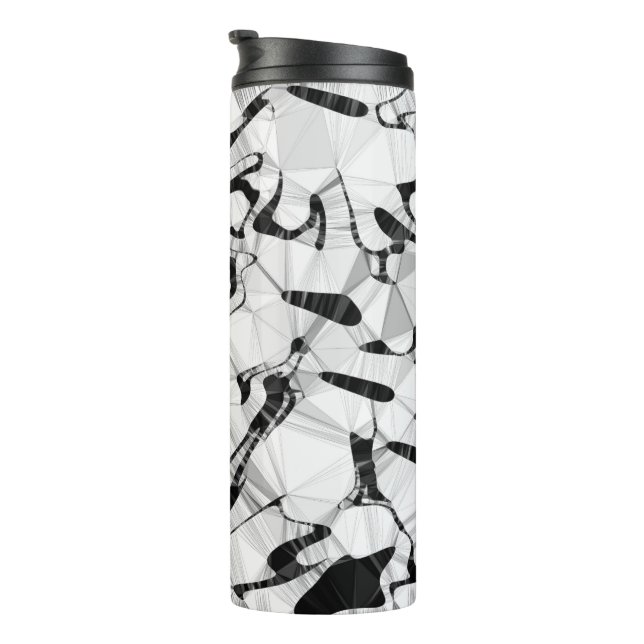 Garrafa Térmica Tumbler térmico preto e branco em movimento (Rotação à direita)