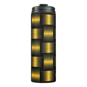 Garrafa Térmica Tumbler térmico preto e Dourado