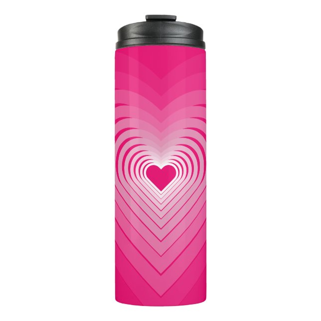 Garrafa Térmica Tumbler Térmico Rosa com Corações (Frente)