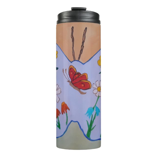 Garrafa Térmica Tumbler Térmico Sonhando com Borboleta (Frente)