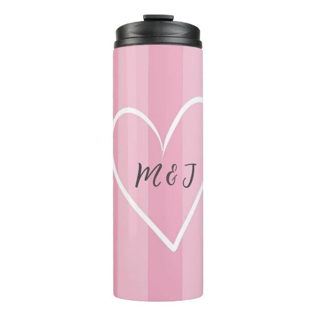 Garrafa Térmica Tumblers con iniciales grabada rosa amor  (Frente)