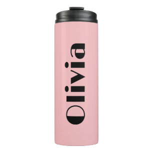 Garrafa Térmica Tumblers Cor-de-Rosa e Preto com Nome