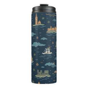 Garrafa Térmica Tumblers Design de viagens vintage de