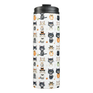 Garrafa Térmica Tumblers ilustrados de Gato de Cute Personalizado