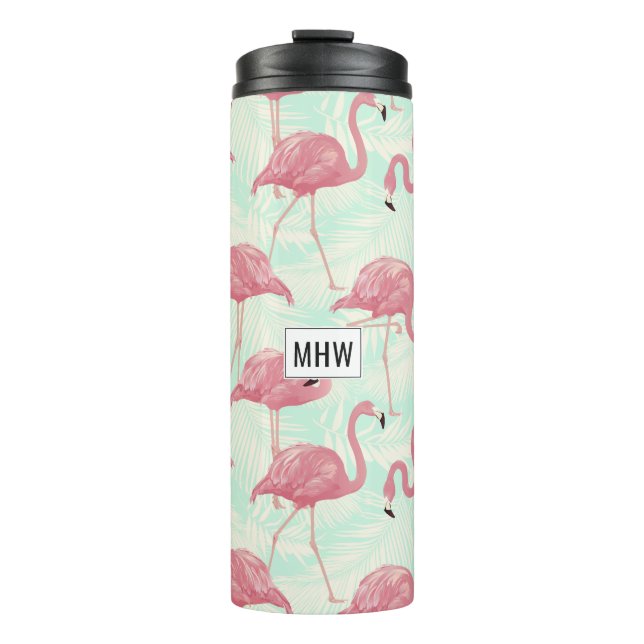 Garrafa Térmica Tumblor de monograma personalizado Flamingos cor-d (Frente)