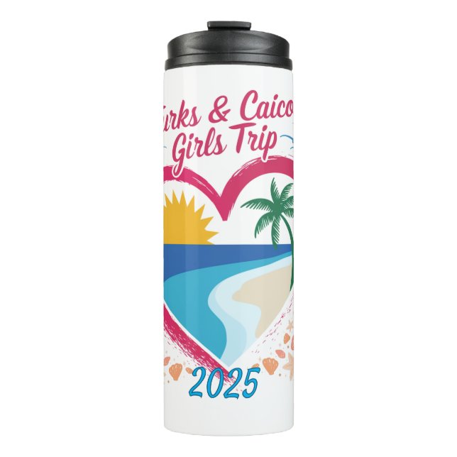 Garrafa Térmica Turks e Caicos Meninas Trip Paraíso Tropical (Frente)