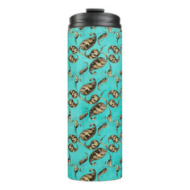 Garrafa Térmica Turquesa e Dourada Peacock Paisley