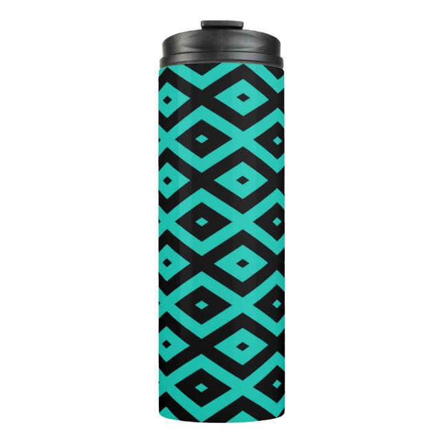 Garrafa Térmica Turquoise and black diamond pattern (Frente)