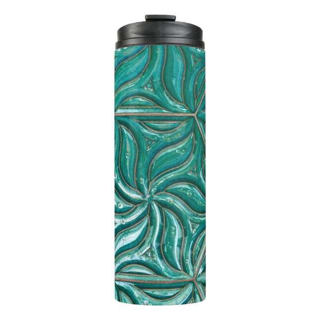 Garrafa Térmica Turquoise ceramic tile wall textureabstract,archit (Frente)