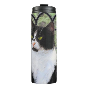 Garrafa Térmica Tuxedo Cat em Pintura de Janela Arte Animal Origin