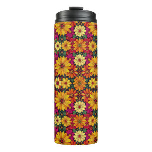 Garrafa Térmica Uau! Padrão floral colorido e brilhante.