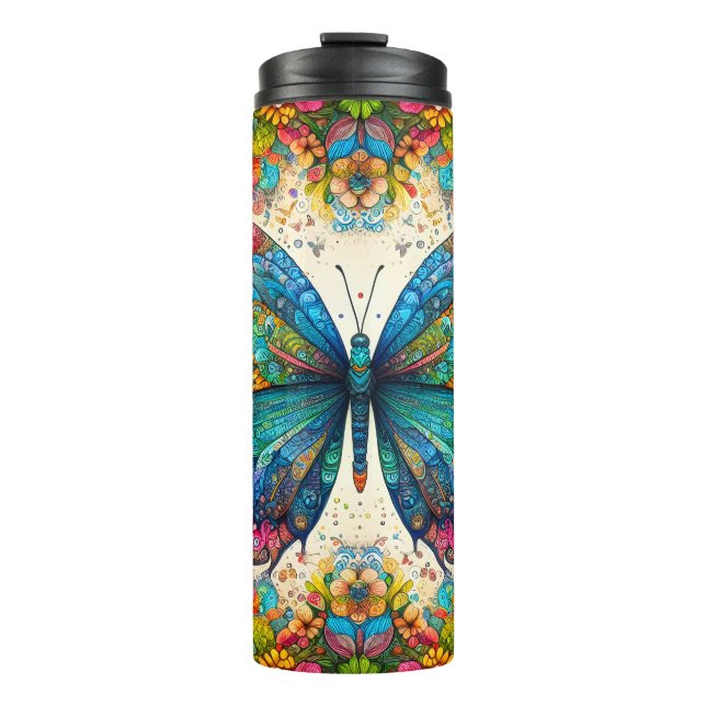 Garrafa Térmica Um Balé Arco-Íris de Borboleta (Frente)