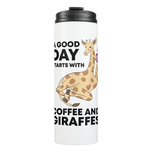 Garrafa Térmica Um Bom Dia Começa Com Café E Girafa Engraçado (Frente)