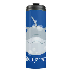 Garrafa Térmica Um bonito e feliz desenho animado de golfinho kawa