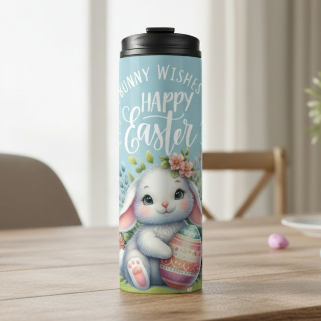 Garrafa Térmica Um Coelhinho Quer Um Felz pascoa De Boneca. (Some Bunny Wishes You A Happy Easter Cute Thermal Tumbler)