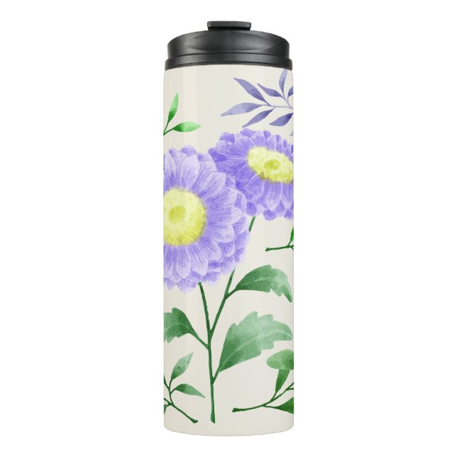 Garrafa Térmica Um conjunto de flores pintadas em aquarela (Frente)