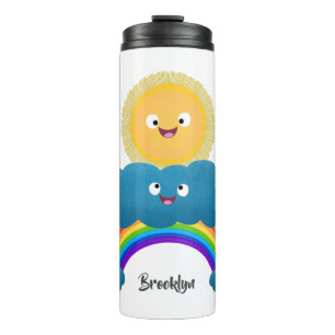 Garrafa Térmica Um desenho animado da nuvem-arco-íris, uma nuvem d