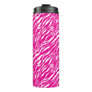 Garrafa Térmica Um intrincado padrão floral em rosa e branco, arte
