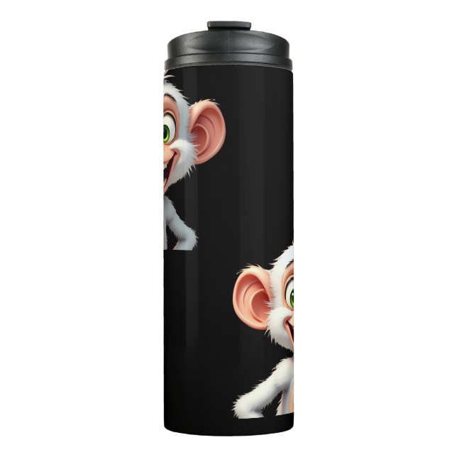 Garrafa Térmica Um macaco branco sorridente (Frente)