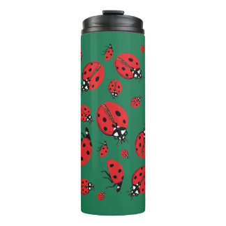 Garrafa Térmica Um monte de Ladybugs Lucky Pattern Green