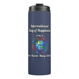 Garrafa Térmica Um mundo muitos sorrisos. Dia da Felicidade.