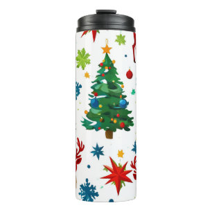 Garrafa Térmica Um Padrão Festivo De Natal Arte Digital