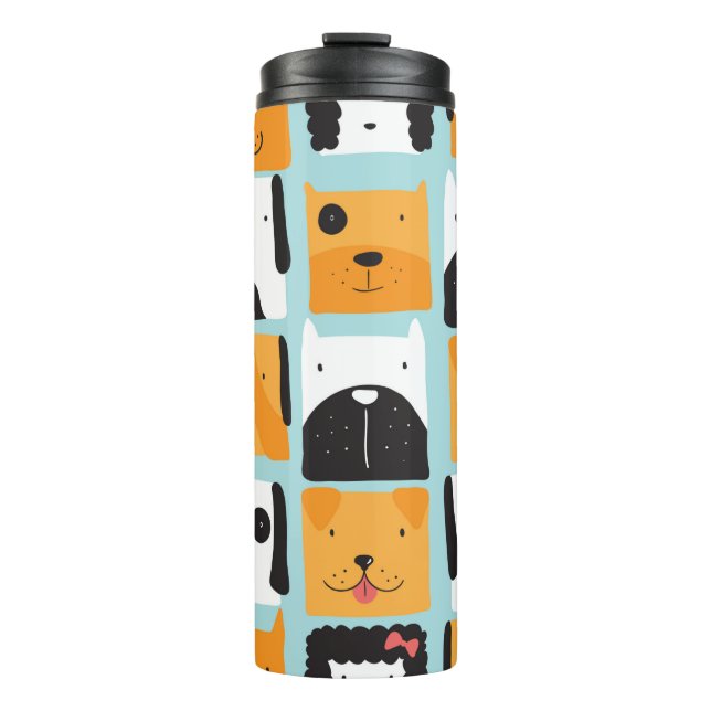Garrafa Térmica Um padrão perfeito com cães bonitos.  (Frente)