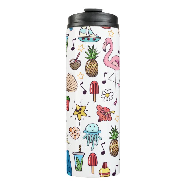 Garrafa Térmica Um padrão perfeito com elementos de verão. ilustra (Frente)