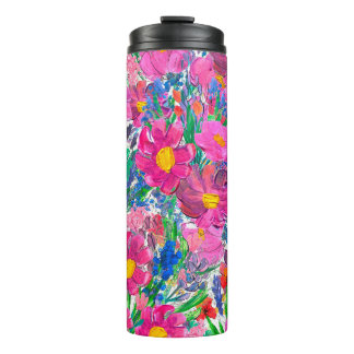 Garrafa Térmica Um padrão perfeito com flores bonitas. Watercolo