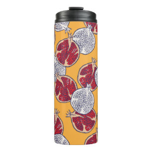 Garrafa Térmica Um padrão perfeito. Mão de romã desenhada. 