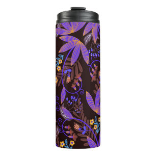 Garrafa Térmica Um padrão sem costura com pequenas flores vívidas.