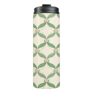 Garrafa Térmica Um padrão simples. Grade de folhas e flores