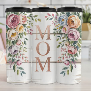 Garrafa Térmica Um Sinal de Mãe Floral com Rosas