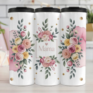 Garrafa Térmica Uma Mãe Floral com Rosas Rosa