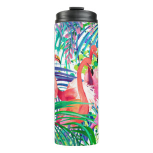 Garrafa Térmica Uma maravilhosa ilustração de aquarela flamingo. Á