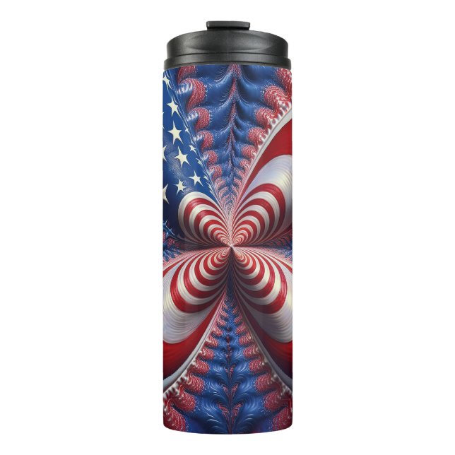 Garrafa Térmica Uma Mistura Da Bandeira Americana E Um Fractal (Frente)
